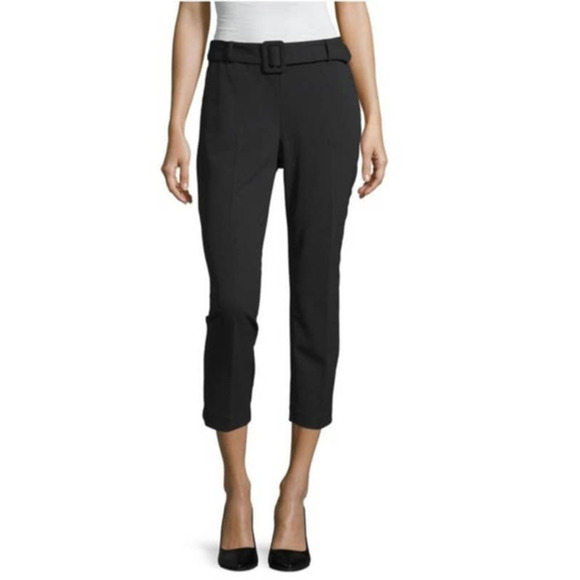 NWT Worthington Black Belt Front Crop Pants Work - Picture 1 of 6